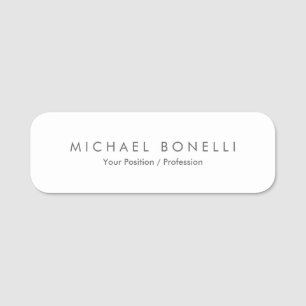 Modern vit, enkel, enkel, minimalistisk Elegant Namnbricka