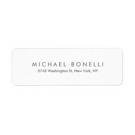 Modern vit, enkel, enkel, minimalistisk Elegant Returadress Etikett