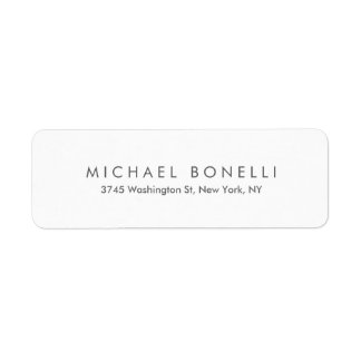 Modern vit, enkel, enkel, minimalistisk Elegant Returadress Etikett