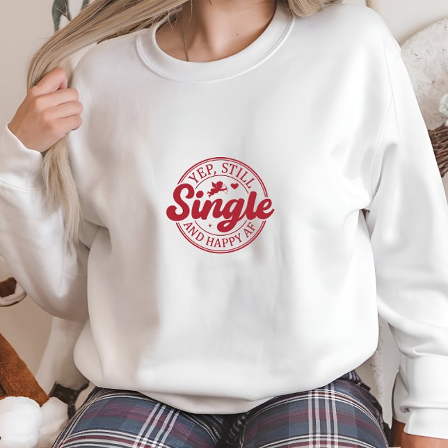 Modern vit enstaka utskrift och Lycklig T Shirt (Modern White Single and Happy Print Sweatshirt)