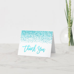 Modern Vit Fals Teal Glitter Tack Kort