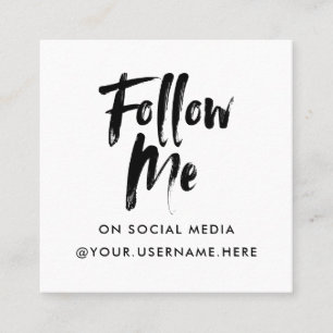 Modern vit följ mig bild social-media minimal fyrkantigt visitkort