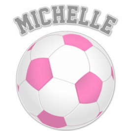 Modern vit fotboll i rosa - lägg till namn klistermärken
