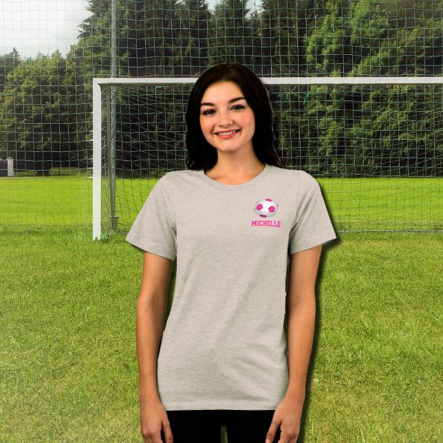 Modern vit fotboll i rosa - lägg till namn t shirt (Skapare uppladdad)