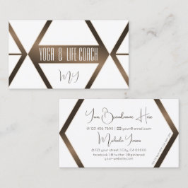 Modern vit Geometric Brown Shimmer med Monogram Visitkort
