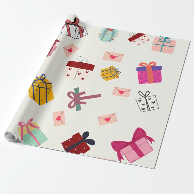 Modern, vit, gigantisk bithday presentpapper (Utrullad)