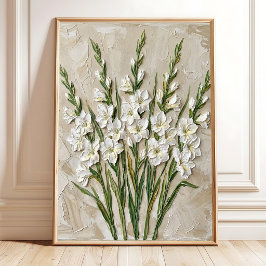 Modern vit gladiolusväggkonst canvastryck poster