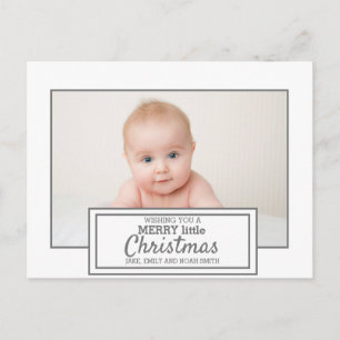 Modern vit grå foto God Jul Vykort