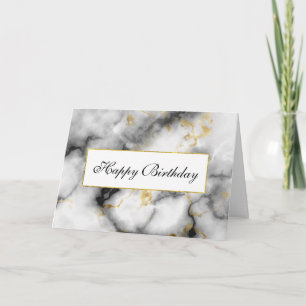 Modern vit Grått Marble med Guld Ribbon Kort
