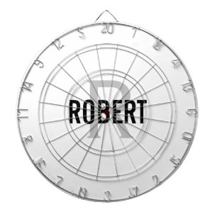 Modern vit grått monogram namn-brädbräda darttavla