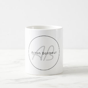 Modern vit Grått och svart Coola Namn och Monogr Kaffemugg