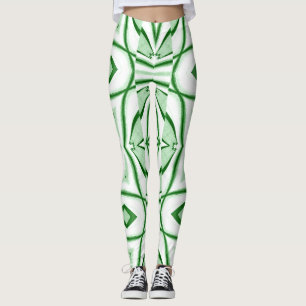 Modern vit grönt klassisk "Ratti_Kreativ_Arts" Leggings