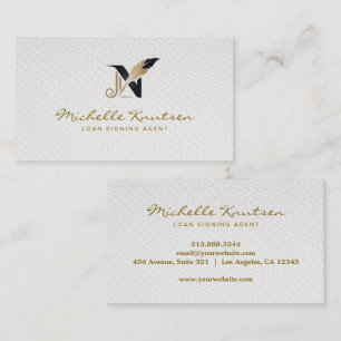 Modern vit Guld Notary Loan Signing Agent Visitkort