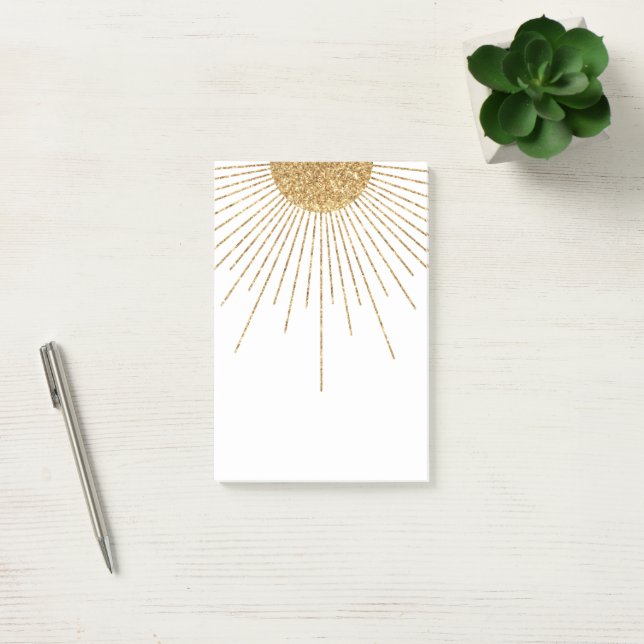 Modern vit guld skimrande sol post-it block (Kontor)