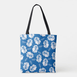 Modern vit Hibiscus Flower Illustration Mönster Tygkasse