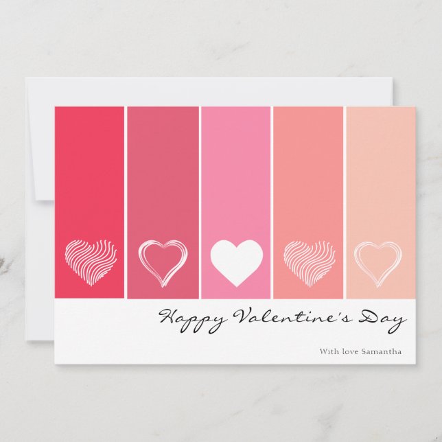 Modern, vit hjärna, röd och rosa, Valentine Julkort (Framsida)