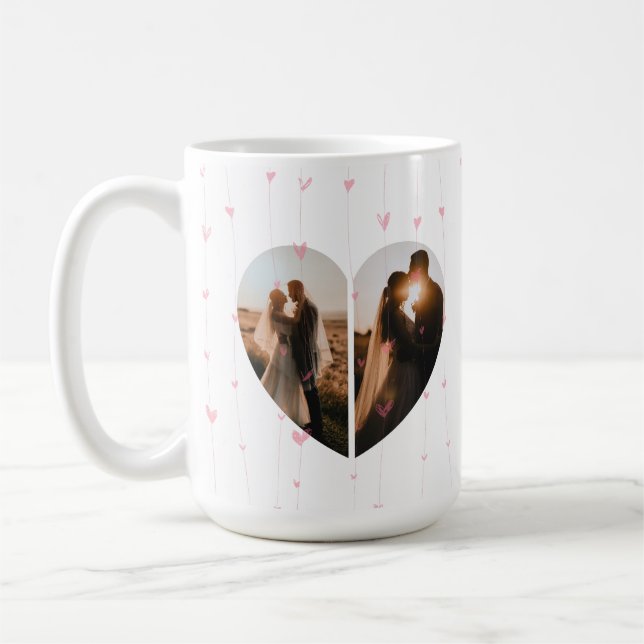Modern vit Hjärtformade Anpassningsbar för foto åt Kaffemugg (Vänster)