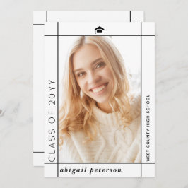 Modern vit klass av 2025 studenten-foto meddelande