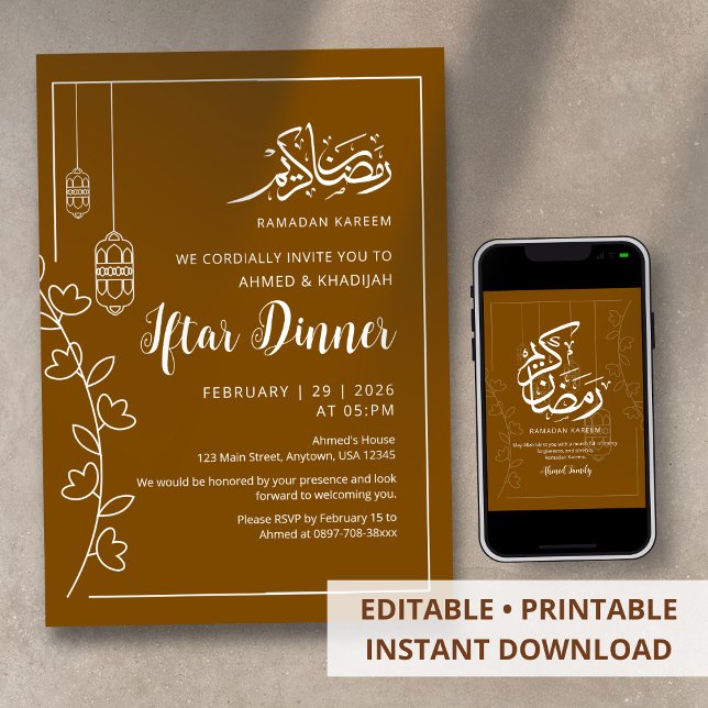 Modern vit linje konst Ramadan Iftar middag Inbjudningar (Skapare uppladdad)