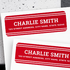 Modern vit linjer röd returadress returadress etikett