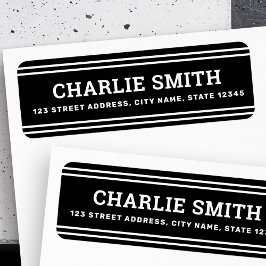 Modern vit linjer svart returadress etikett