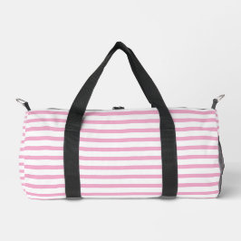 Modern vit liten Duffel Bag med Ljus rosa linje