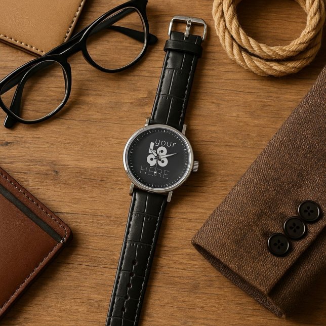 Modern, vit Logotyp för minimal Anpassningsbar på  Armbandsur (Skapare uppladdad)