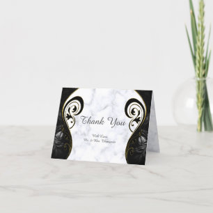 Modern vit - Marble Black Abstrakt Tack Kort
