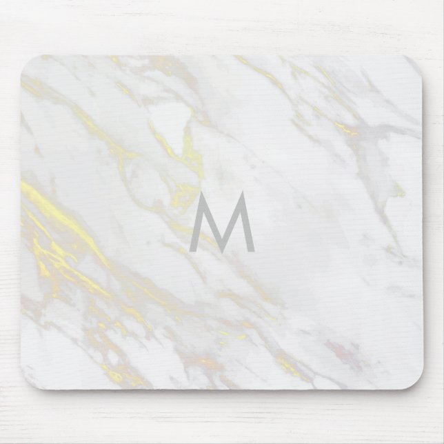 Modern vit marble guld-accent musmatta (Framsidan)