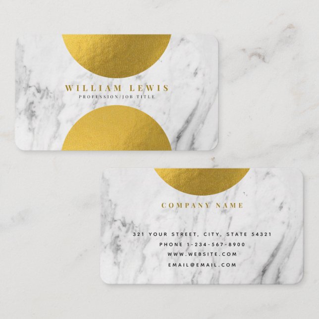 Modern Vit marble & Guld Modern Chic Visitkort (Fram/baksida)