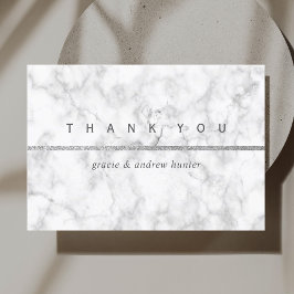 Modern vit Marble Silver Glitter - tackkort Tack Kort