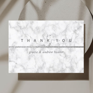 Modern vit Marble Silver Glitter - tackkort Tack Kort