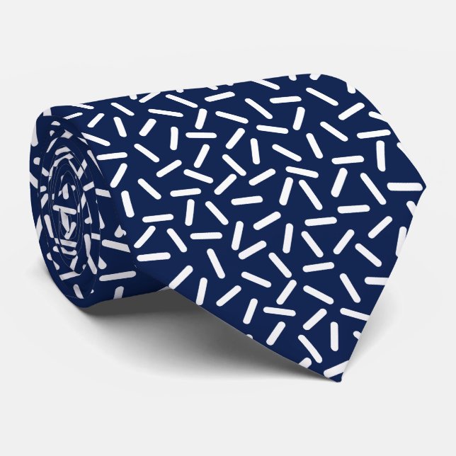 Modern vit & marinblå  slips (Rullad)
