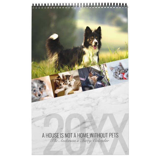 Modern vit marmor - Ett foto med en sida Anpassnin Kalender (Omslag)