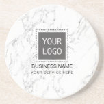 Modern Vit marmor för Logotyp för företagsAnpassni Underlägg<br><div class="desc">Anpassningsbar Logotyp Modern White Marble Underläggs.</div>