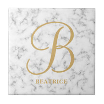 Modern vit marmor-guld-typografi namn monogram