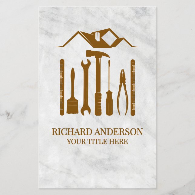 Modern Vit Marmor Handyman Reparationstjänst för B Flygblad (Framsidan)