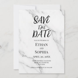 Modern vit marmor rosa kant Save the Date-kort Spara Datumet