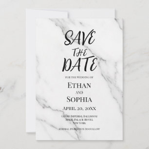 Modern vit marmor rosa kant Save the Date-kort Spara Datumet