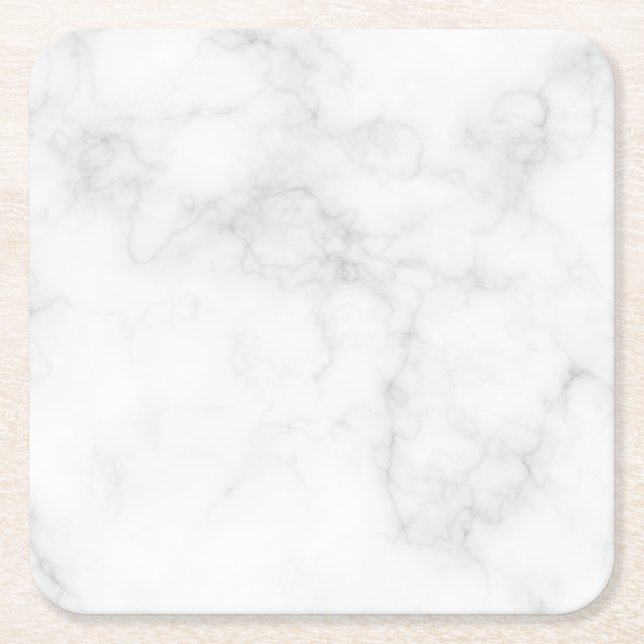 Modern vit marmor underlägg papper kvadrat (Framsidan)