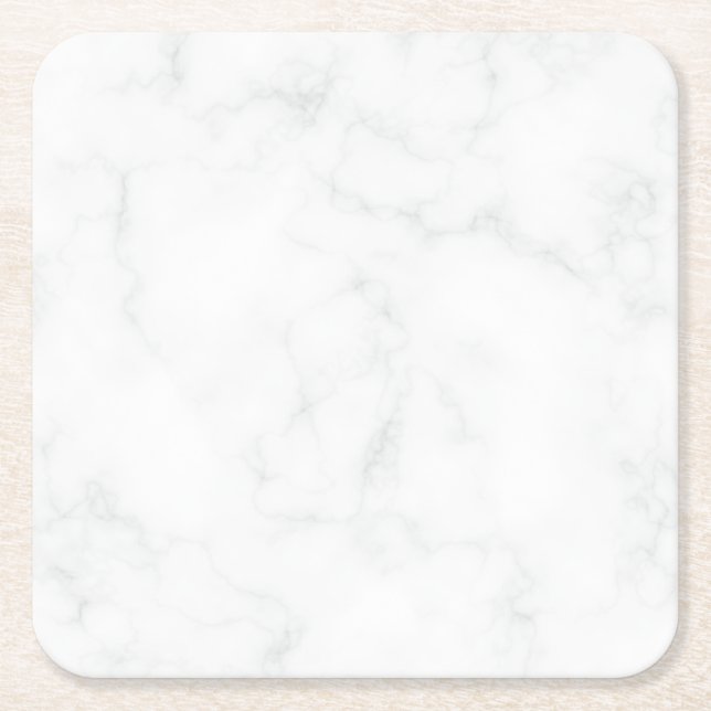Modern vit marmor underlägg papper kvadrat (Framsidan)