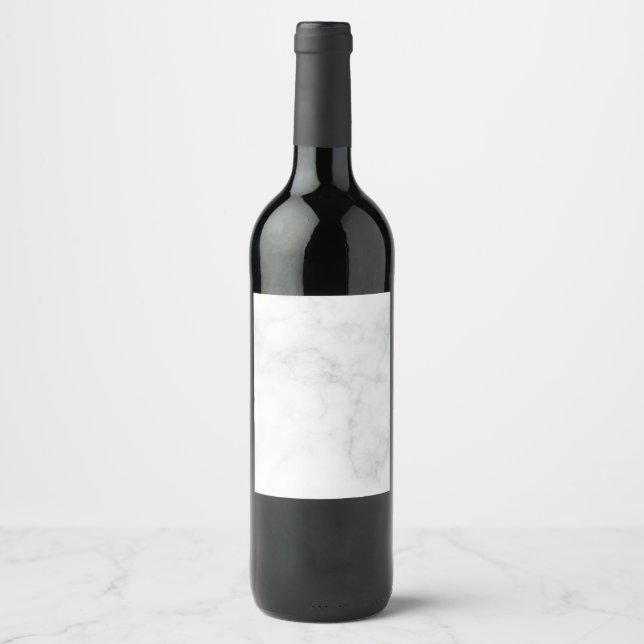 Modern vit marmor vinflaska etikett (Framsida)