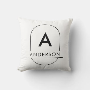 Modern vit minimalistisk familj efternamn monogram kudde