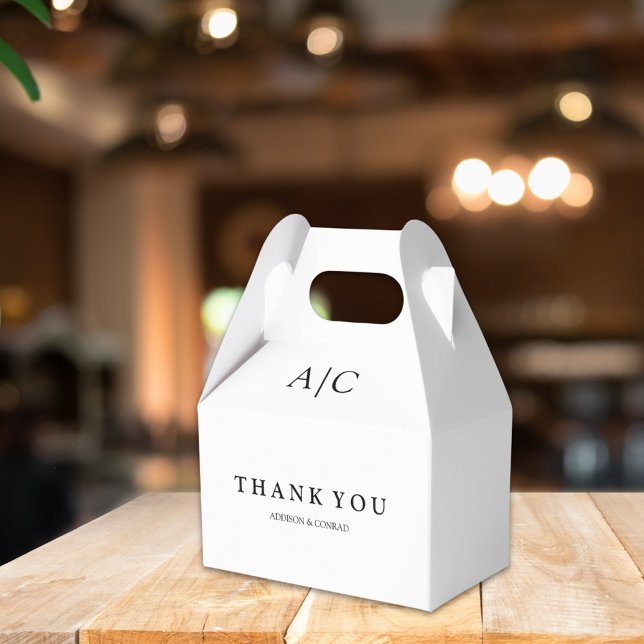 Modern vit monograms favoritboxar för bröllop presentaskar (Skapare uppladdad)