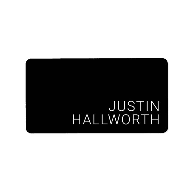 Modern vit Namn eller annan text på svart Adressetikett (Framsidan)
