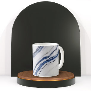 Modern vit och blå minimalistisk marmor kaffemugg