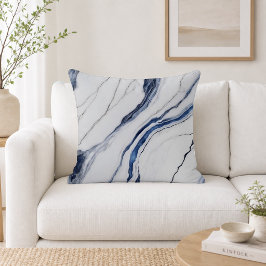 Modern vit och blå minimalistisk marmor kudde