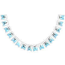 Modern vit och blå vattenfärg Lycklig Pension