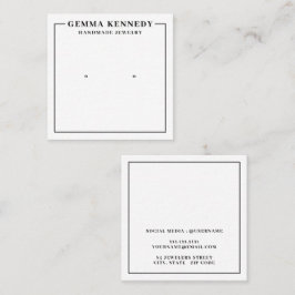 Modern Vit- och Black Earring Visning Card Fyrkantigt Visitkort