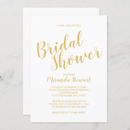 Modern vit och guld bröllopsdusch med modernt typs inbjudningar